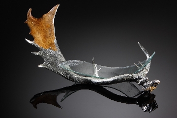 glass, silver & antler sculpture